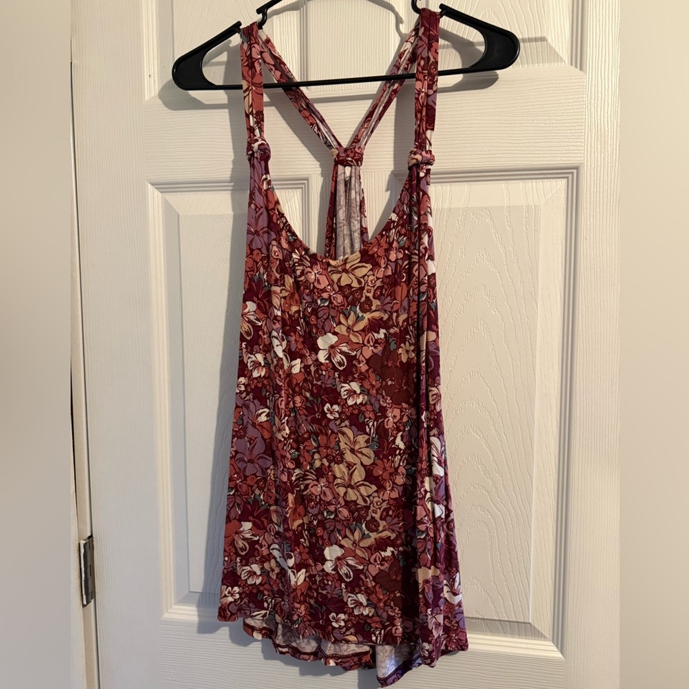 Maurices Burgundy Floral Tank Top